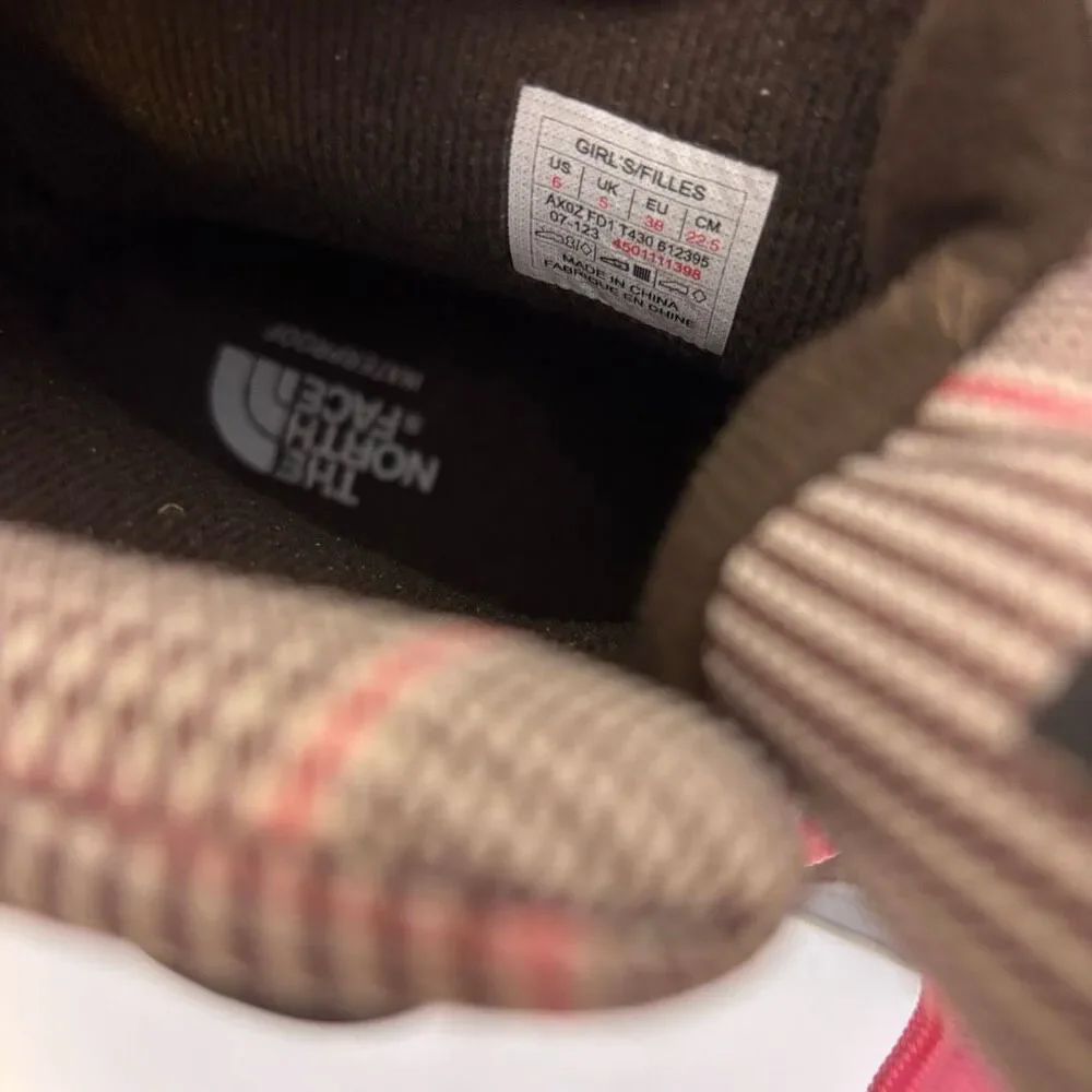 The‎ North Face Brown Suede Insulated Winter Boots with Pink Laces US 6